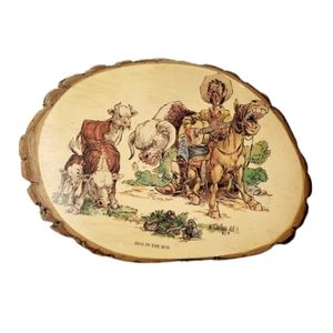 Vintage 1970 Wood Slice by Bud McCaulley "Duo Did It"